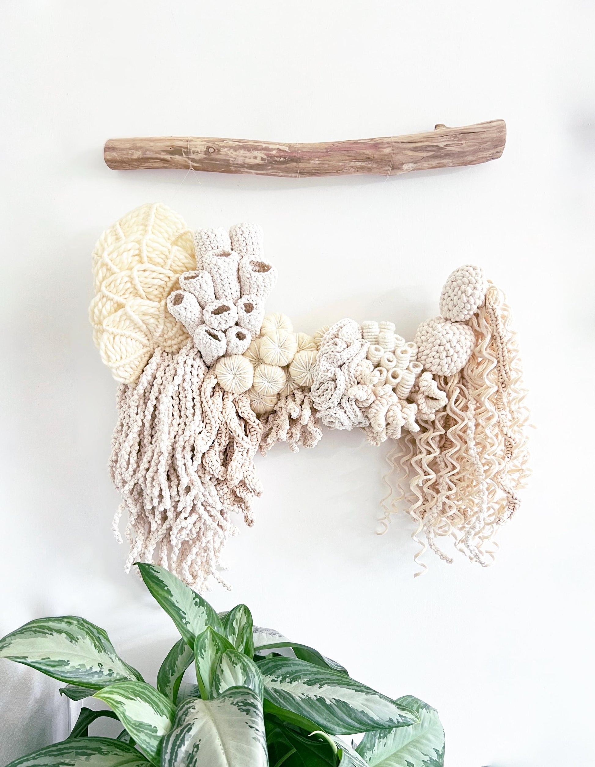 Medium Macrame Ocean art/Coral reef art/ Nautical wall art/macrame corals/Macrame Wall decor/jellyfish art