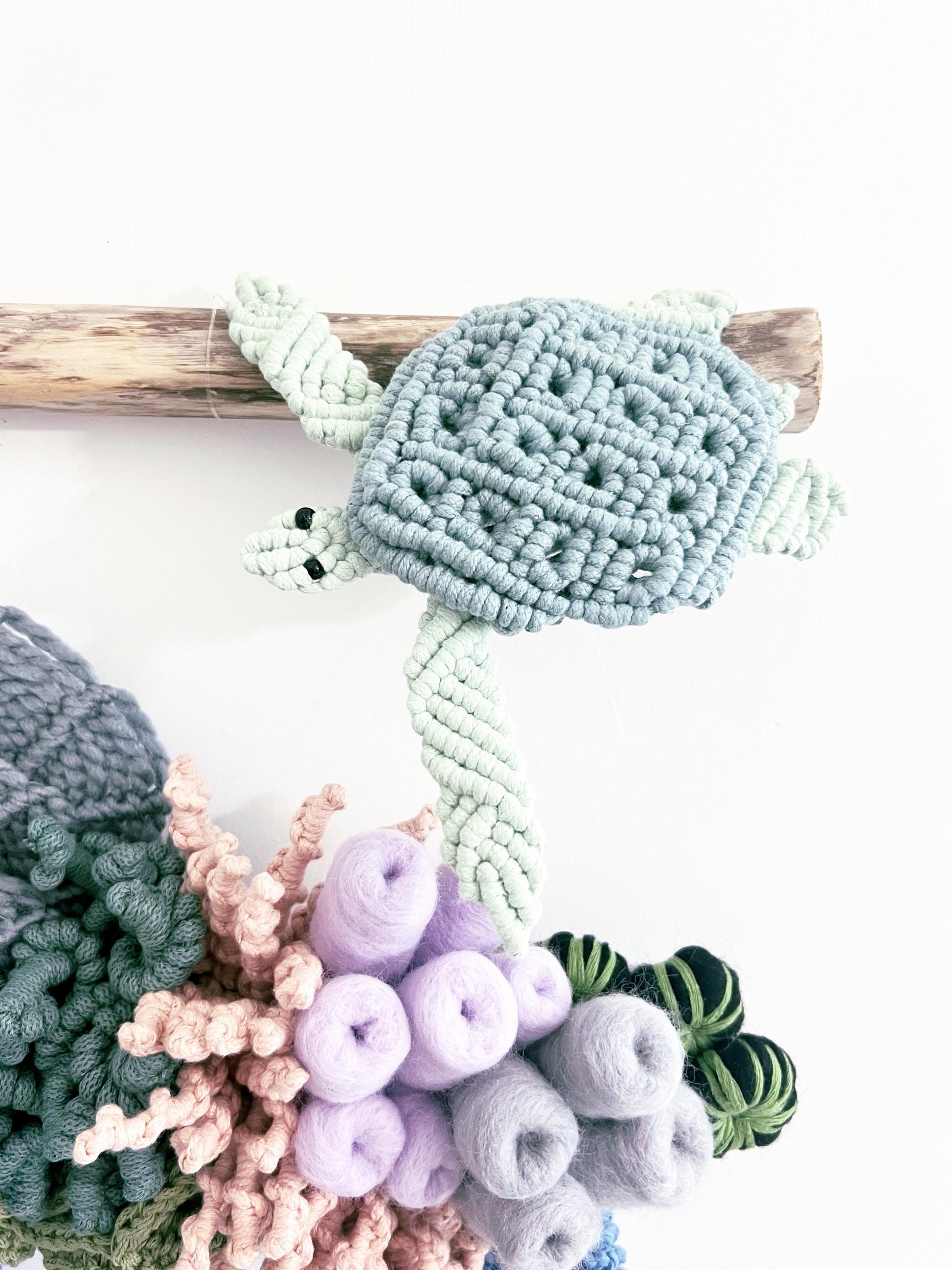 Small Turtle Art // Small Macrame Art// Fiber turtle art// wall art