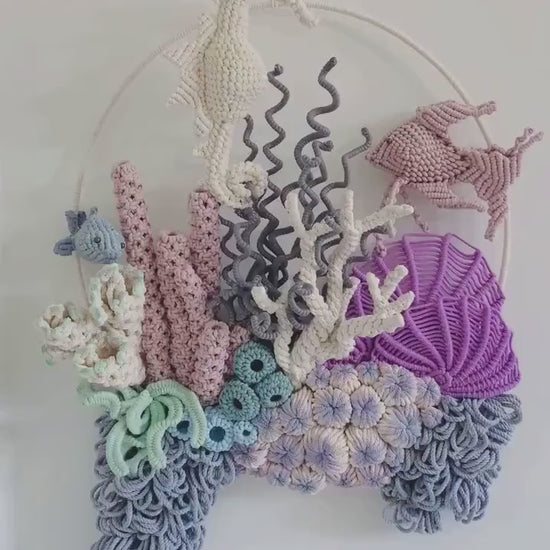 COMMISSION ONLY ART// Commission order only/Seahorse wall Decor/Coral reef art/macrame ocean art/Nautical wall art/fish art/Macrame Animal/