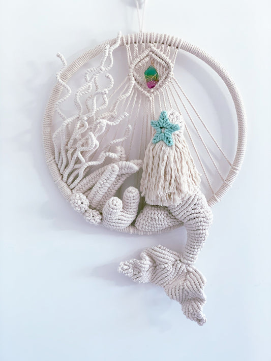 COMMISSION ONLY ART// Mermaid Wall Art/ Mermaid Fiber Art/Mermaid and coral reef