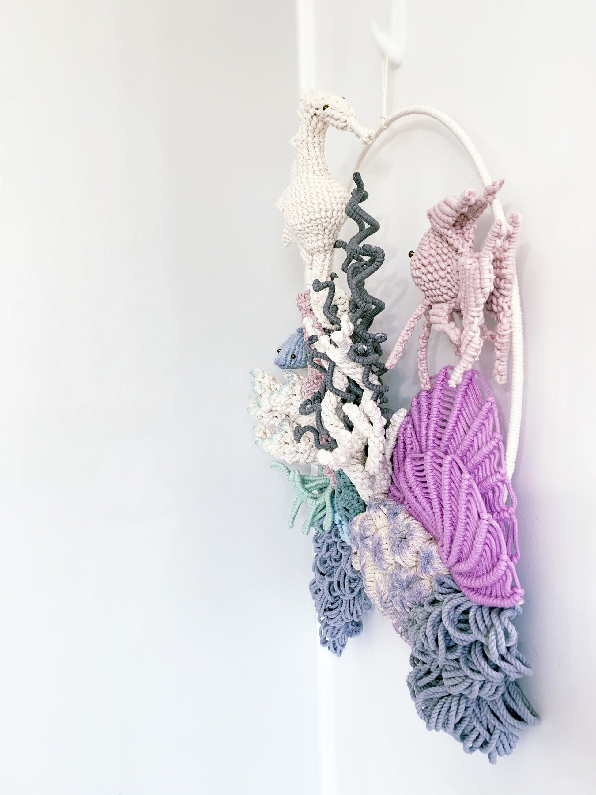 COMMISSION ONLY ART// Commission order only/Seahorse wall Decor/Coral reef art/macrame ocean art/Nautical wall art/fish art/Macrame Animal/