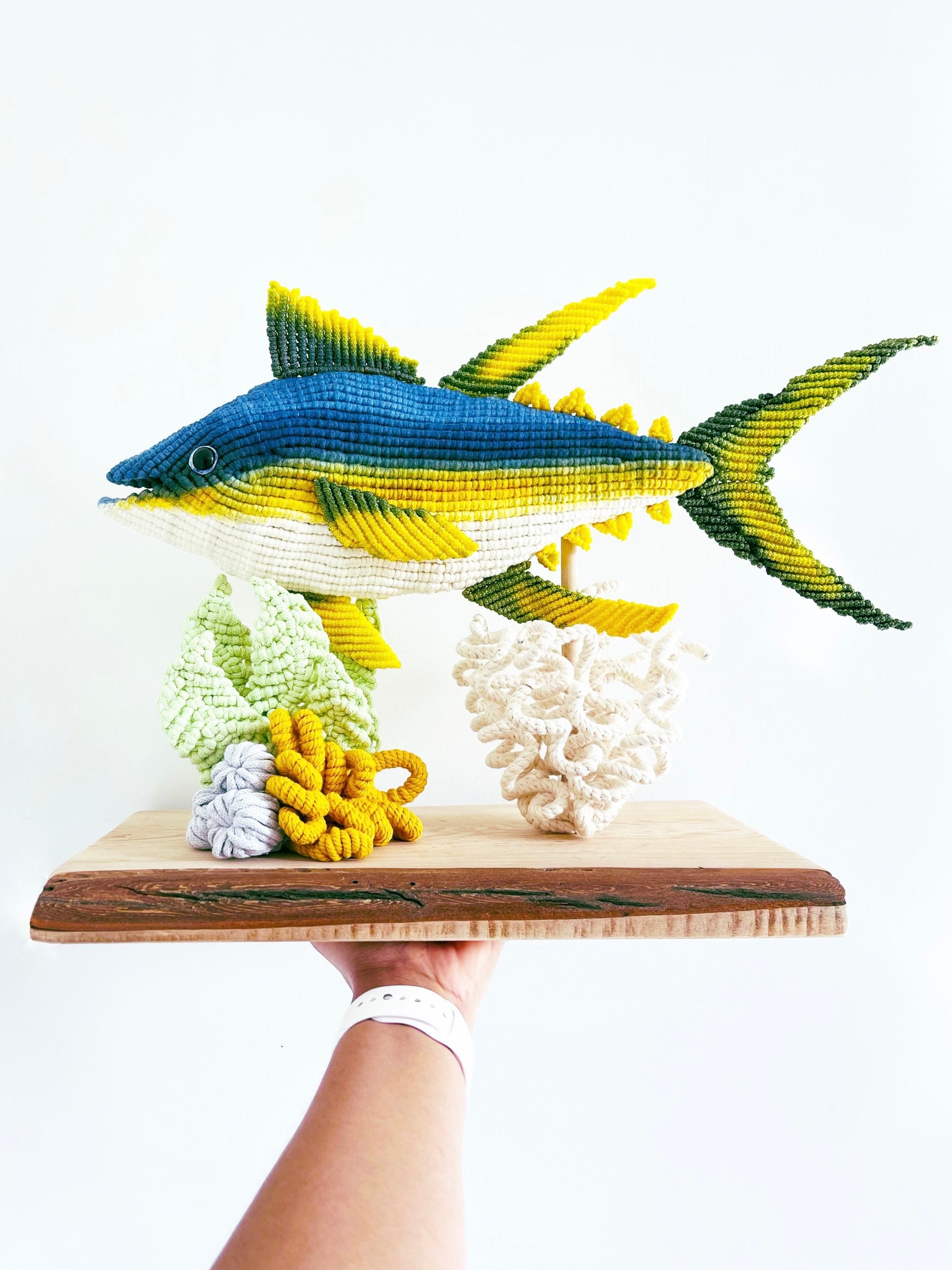 Tuna Sculpture/ Fiber Sculpture Fish/Fish Art/ Fish Decor /Yellow Fin Tuna