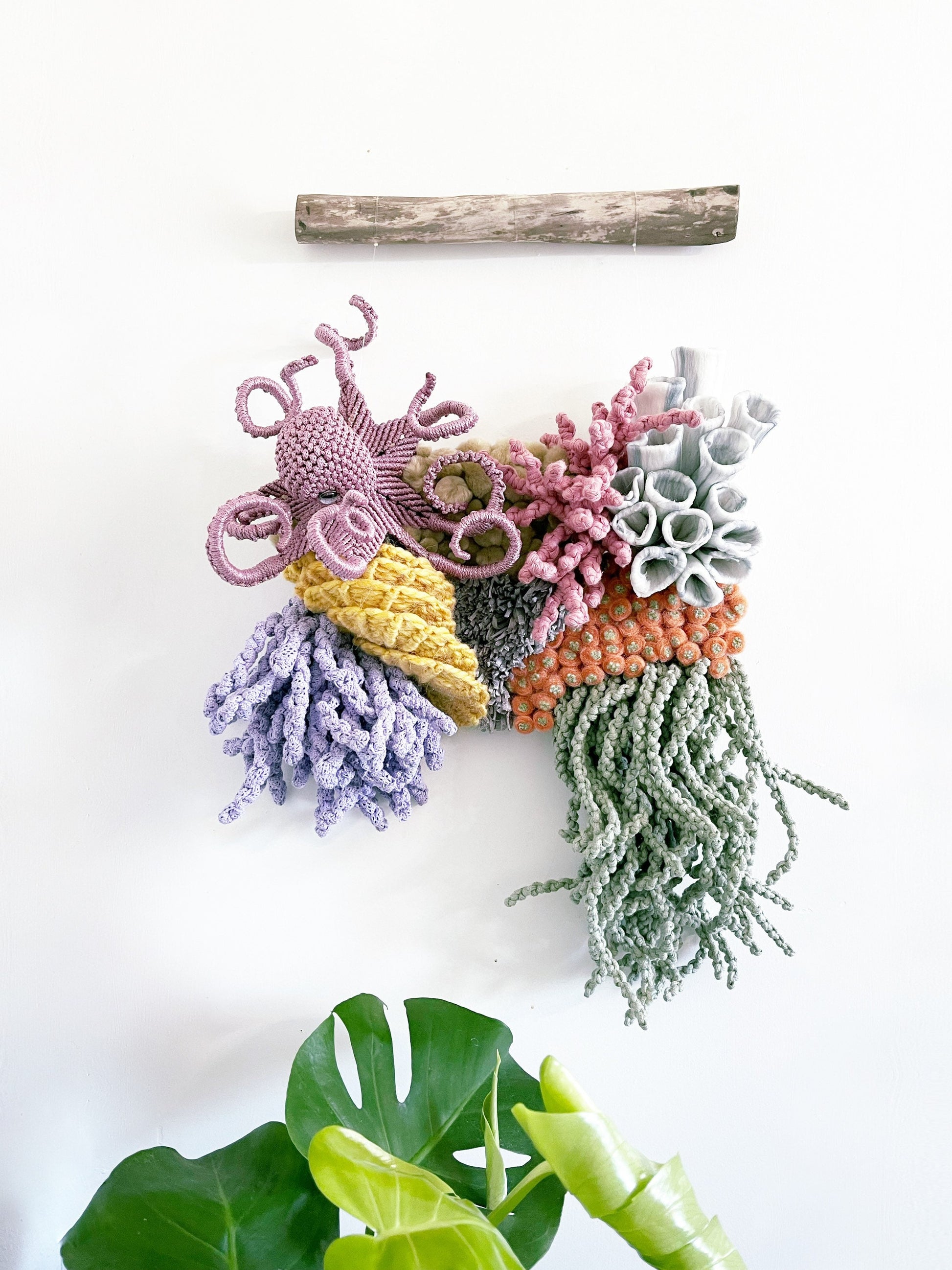 COMMISSION ONLY//Small Macrame Ocean art/Coral reef art/ Nautical wall art/Macrame barrier reef/macrame corals/macrame fish/ Macrame Octopus