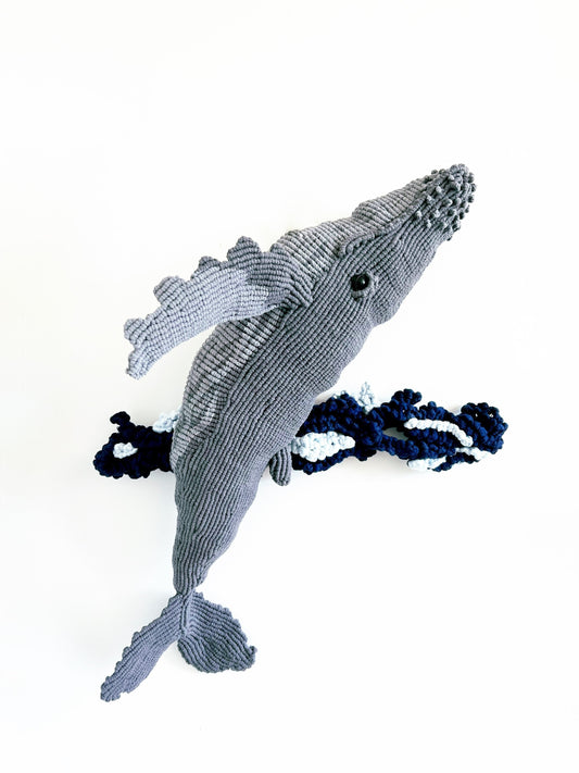 Macrame Humpback Whale Art/baby Mom and Baby Whale/ Whale Art/ Macrame Whale