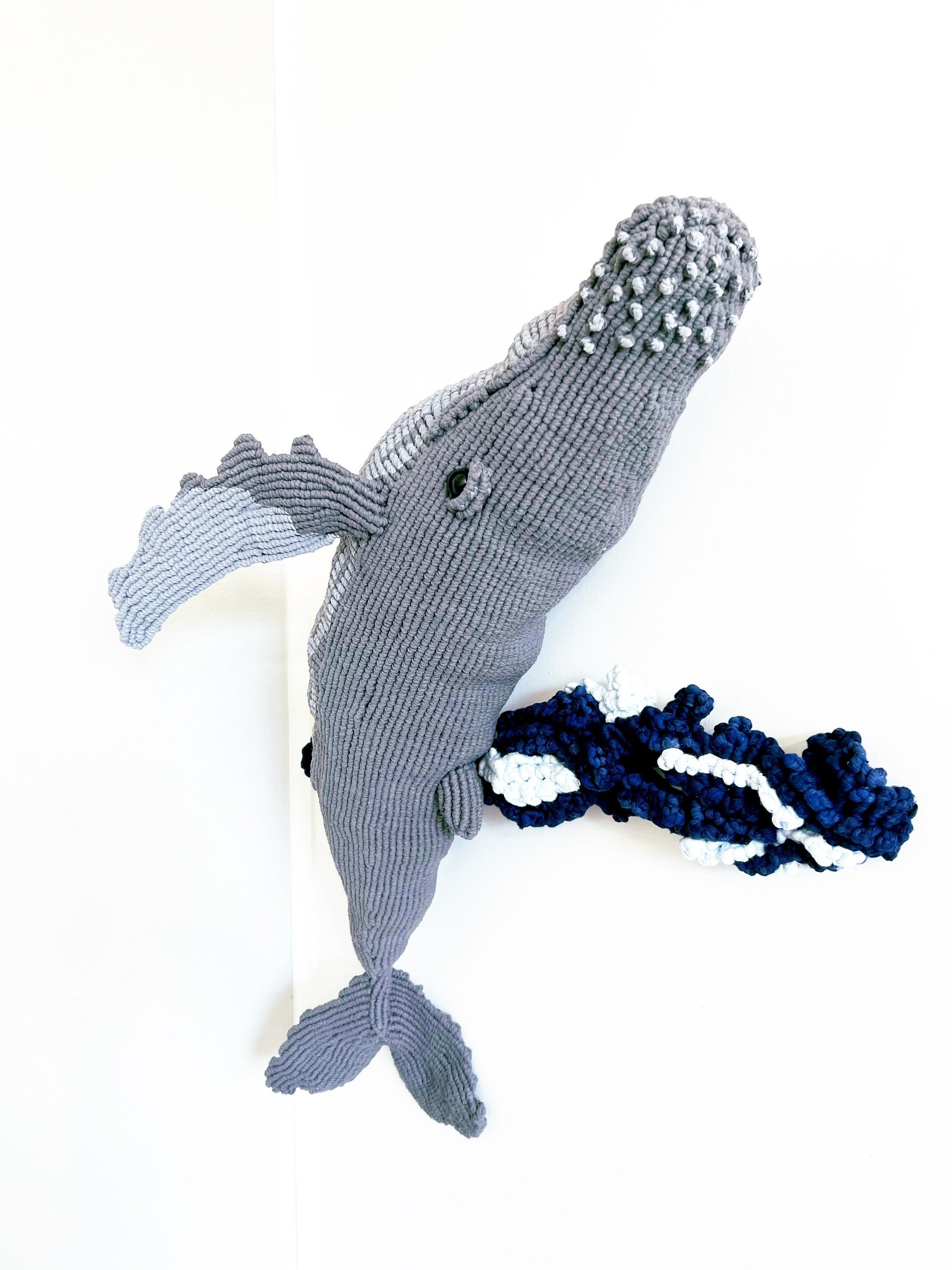 Macrame Humpback Whale Art/baby Mom and Baby Whale/ Whale Art/ Macrame Whale