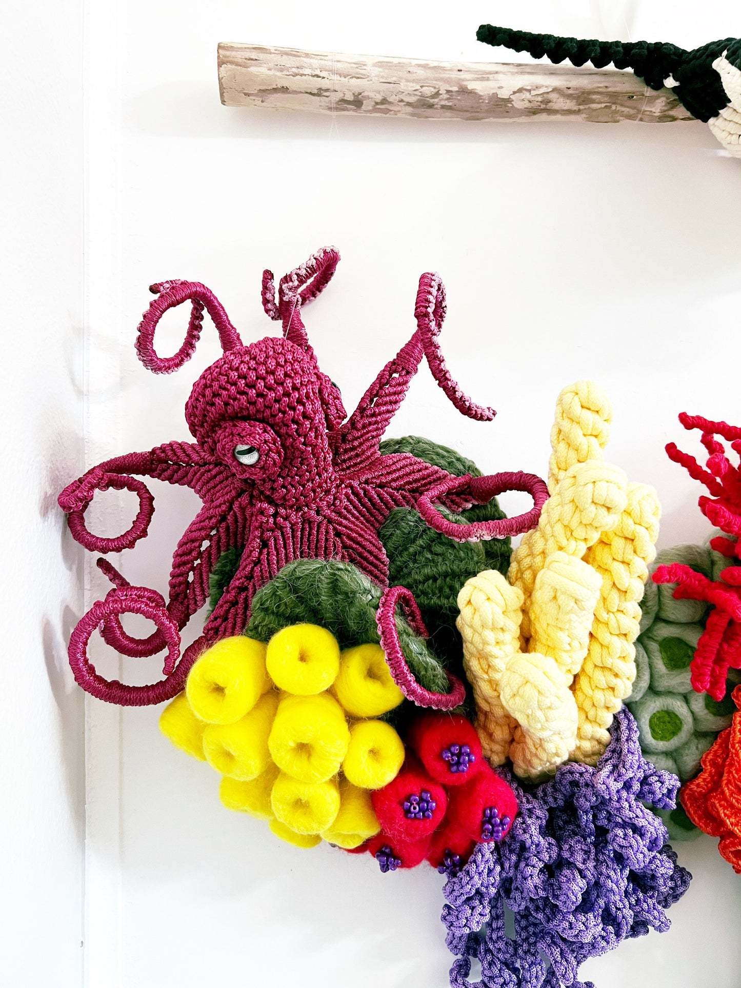 COMMISSION ONLY //Commission order Small Macrame Ocean art/Coral reef art/ Macrame barrier reef/macrame corals/macrame fish/ Macrame Octopus