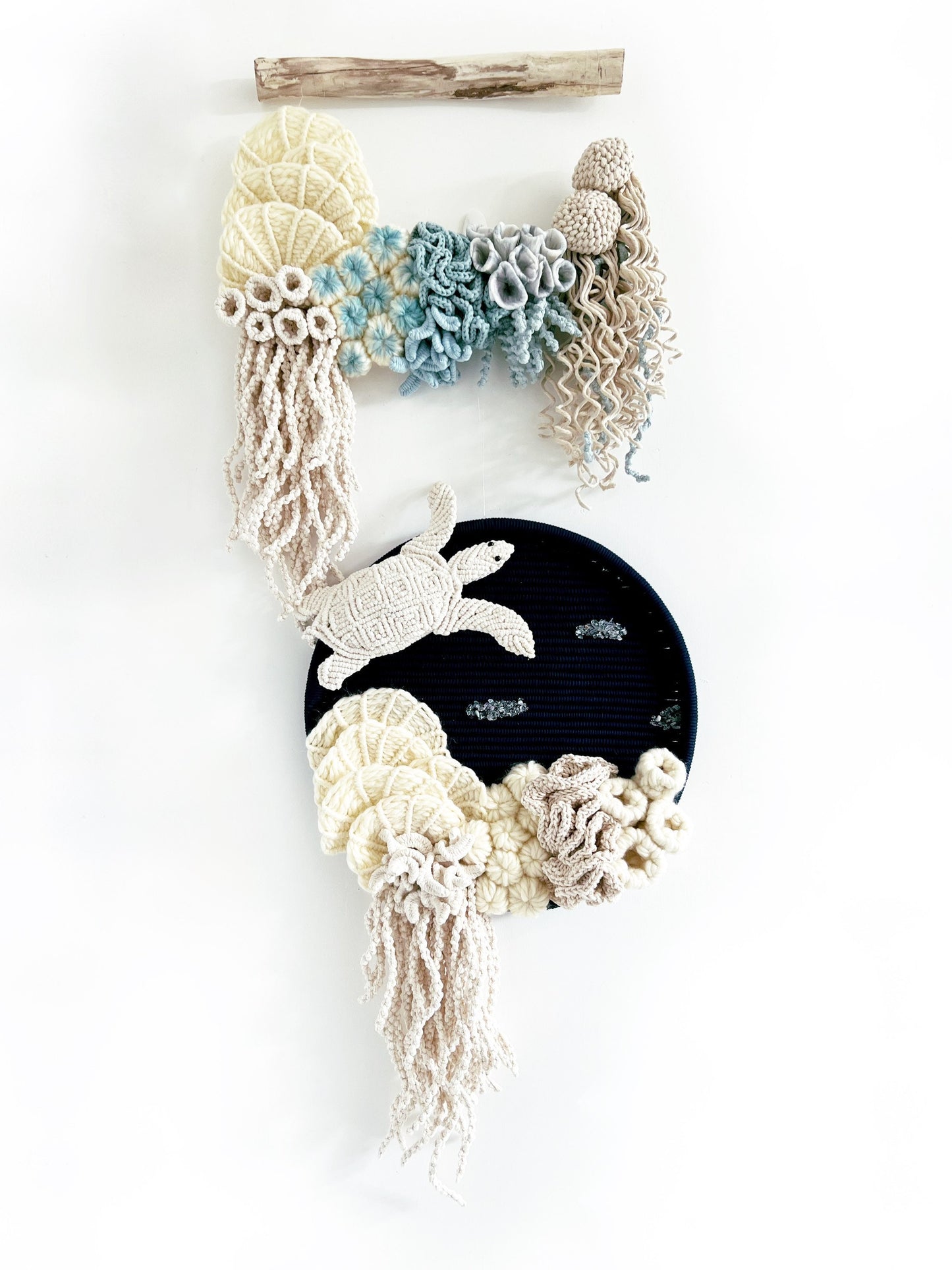 Commission Order for Hollie Urbeck /Ocean wall Decor/Coral Reef Wall Art/ Turtle Art/macrame Art/