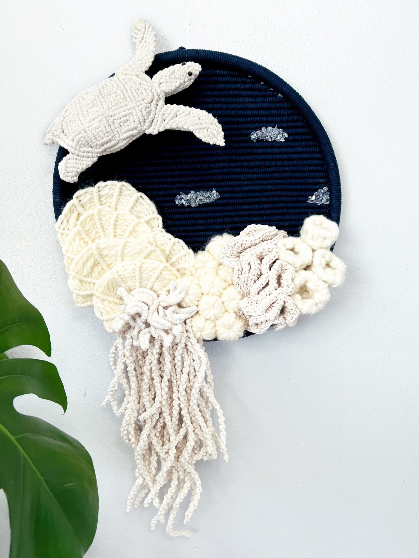 Commission Order for Hollie Urbeck /Ocean wall Decor/Coral Reef Wall Art/ Turtle Art/macrame Art/
