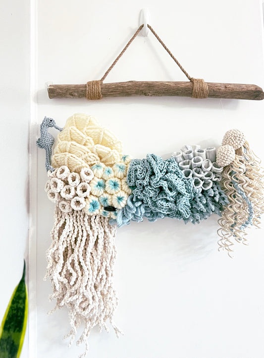 COMMISSION ONLY//Macrame Ocean art/Coral reef art/ Nautical wall art/Macrame barrier reef/macrame corals/Macrame Wall decor/Medium wall art