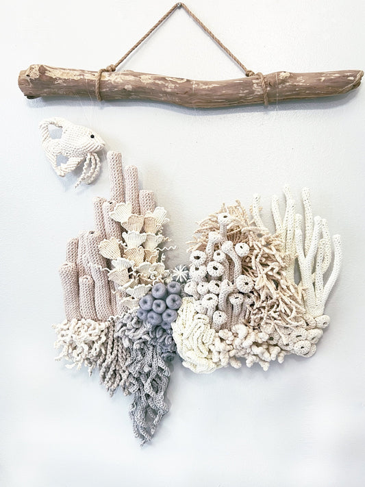 Shades Of Gray/ Macrame Ocean art/Coral reef art/ Nautical wall art/Macrame barrier reef/macrame corals/macrame fish/ Macrame Wall decor